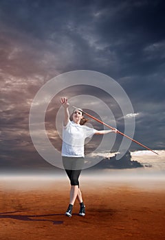 Female throwing javelin