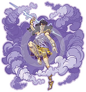 Female Thunder Goddess or Titan Mascot Vector Cartoon photo