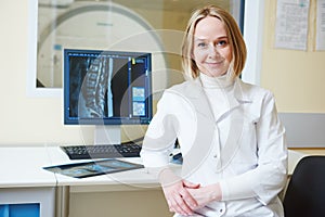 Female tomography or MRI test doctor portrait