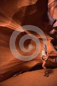 Female tourist in Lower Antelope Canyon