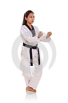 Female traditional martial artist full length pose