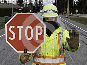 Female traffic control person at work