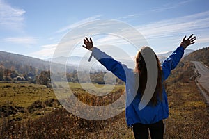 Female traveler feeling free