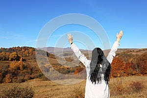 Female traveler feeling free