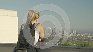 Female Traveler in Los Angeles at Viewpoint