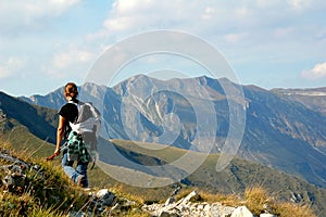 Female trekker walking