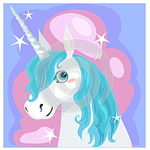 Una donna unicorno blu criniera 