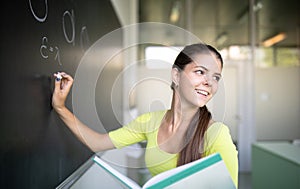Young teacher in classroom