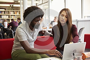 Female University Student Working In Library With Tutor