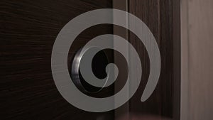 Female unlock hotel door using electron keycard
