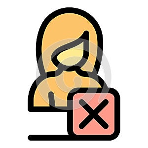 Female user delete icon vector flat