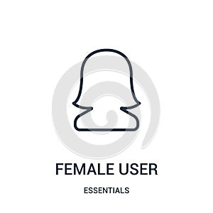 female user icon vector from essentials collection. Thin line female user outline icon vector illustration. Linear symbol for use