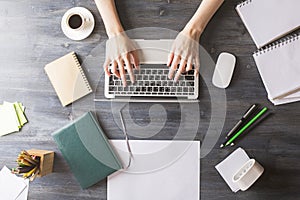 Female using laptop