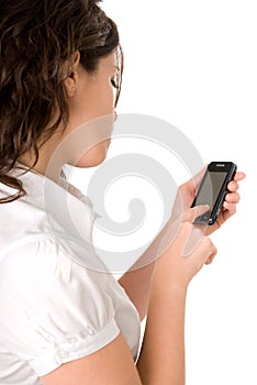 Female using a modern cell phone