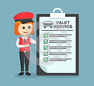 Female valet service with valet service list