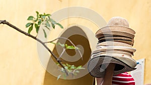 A female hats street vendor in Cartagena. photo