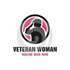 Female veteran vector illustration logo design