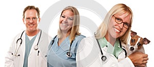 Female Veterinarian Doctors with Small Puppy photo