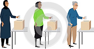 Female voters with ballots