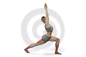 Female in Warrior 1 yoga position