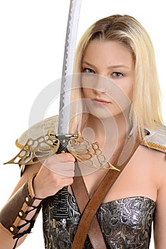 Female warrior holding sword