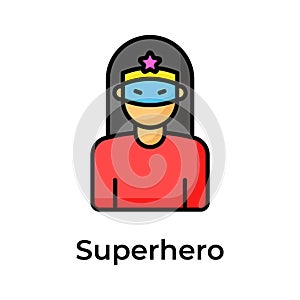 A female wearing eye mask on her face depicting superhero vector