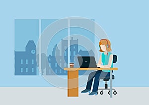 Female web designer programmer coder support call center