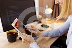 Female web developer working