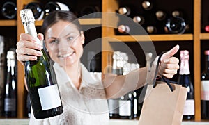 Female will offer wine inside the store