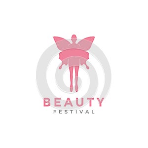 Female with wings butterfly logo design