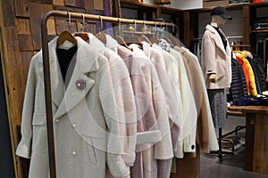 Female winter clothing shop indoor