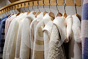 Female winter clothing shop indoor