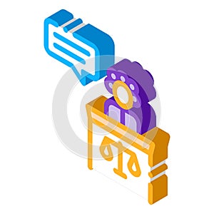 Female Witness Law And Judgement isometric icon vector illustration