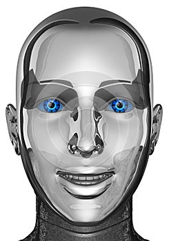 Female Woman Android Robot Head and Face Isolated