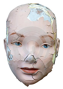 Female Woman Cracked Face Isolated