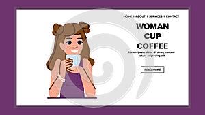 female woman cup coffee vector