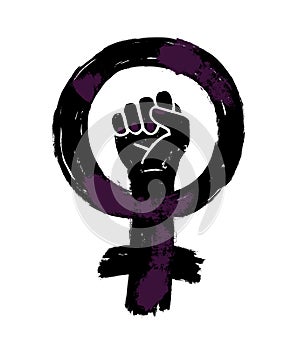 Female woman feminism protest concept. Girl power vector icon isolated on white background