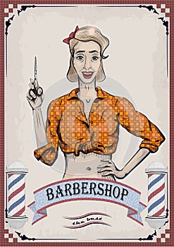 Female woman girl lady hairdresser, barber, beautician has with