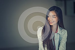 Female woman head shot on outdoor