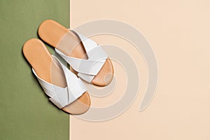 female and woman leather sandals
