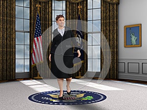 Female Woman President Oval Office Illustration