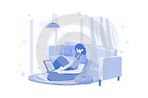 Female Working On A Project While Seating On The Floor