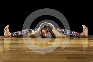 Female Yoga Model Kurmasana Tortoise Pose