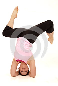 Female yoga model posing in the open angle pose he