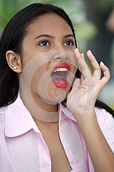 A Female Youngster Yelling