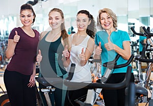 Females in modern fitness club