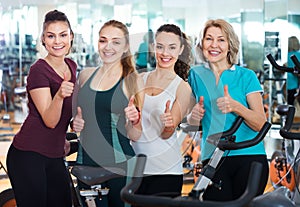 Females in modern fitness club