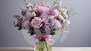 feme purple bouquet in vase photo