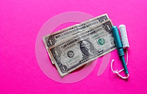 Femenine products and dollar bills, the cost of the period