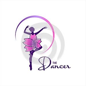 Feminine Ballet Dance Logo Design Template